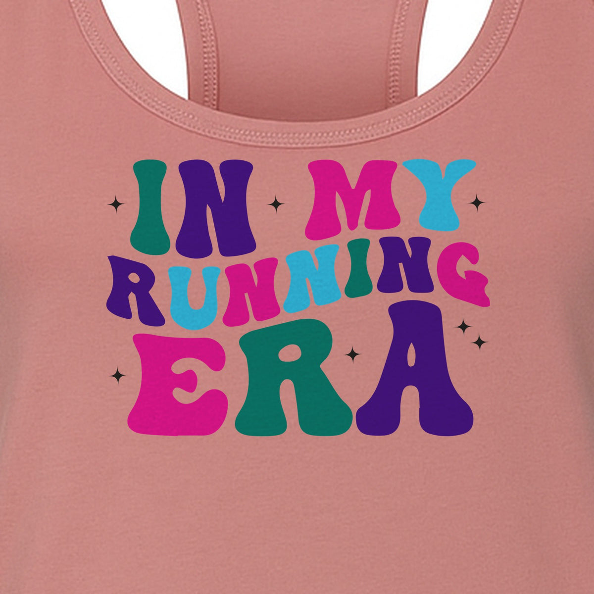 In My Running Era Women's Racerback Tank Top, Colorful Lettering with Sparkles for Runners