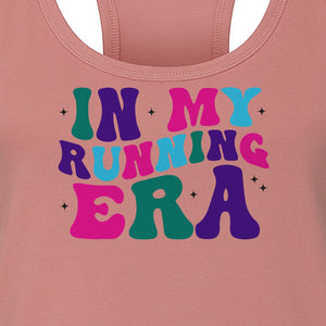 In My Running Era Women's Racerback Tank Top, Colorful Lettering with Sparkles for Runners