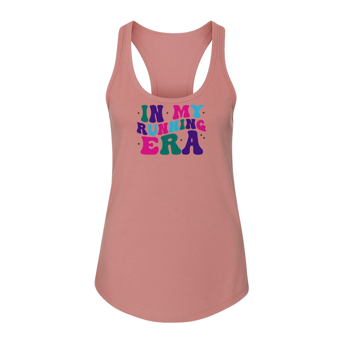 In My Running Era Women's Racerback Tank Top, Colorful Lettering with Sparkles for Runners
