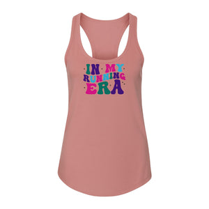 In My Running Era Women's Racerback Tank Top, Colorful Lettering with Sparkles for Runners