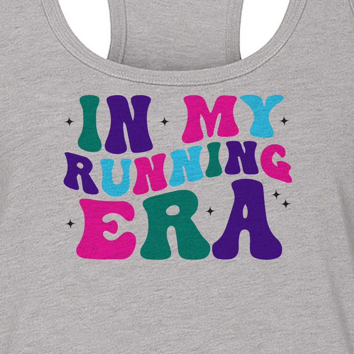 In My Running Era Women's Racerback Tank Top, Colorful Lettering with Sparkles for Runners