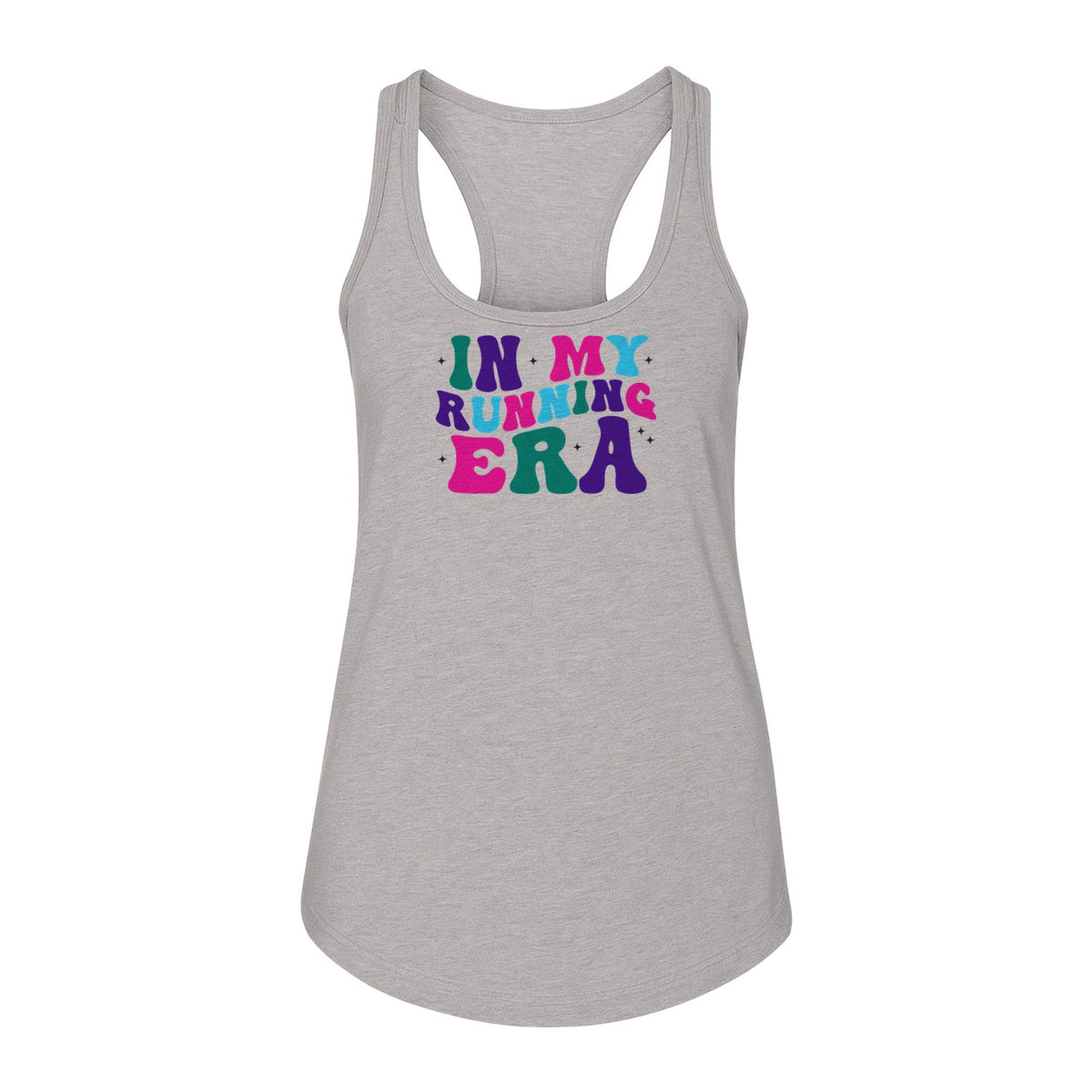 In My Running Era Women's Racerback Tank Top, Colorful Lettering with Sparkles for Runners