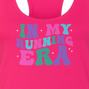 In My Running Era Women's Racerback Tank Top, Colorful Lettering with Sparkles for Runners