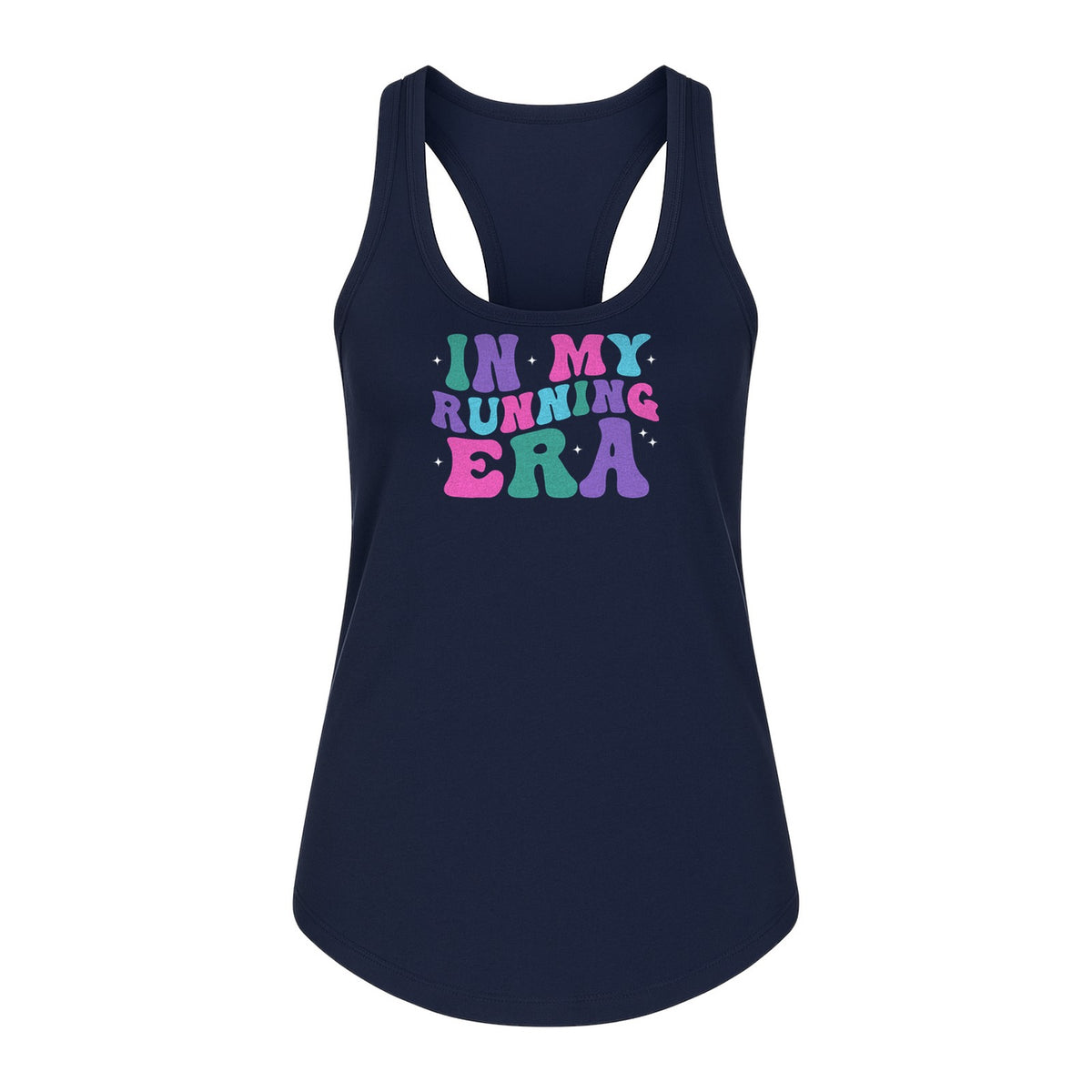 In My Running Era Women's Racerback Tank Top, Colorful Lettering with Sparkles for Runners