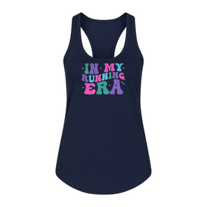 In My Running Era Women's Racerback Tank Top, Colorful Lettering with Sparkles for Runners