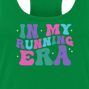 In My Running Era Women's Racerback Tank Top, Colorful Lettering with Sparkles for Runners