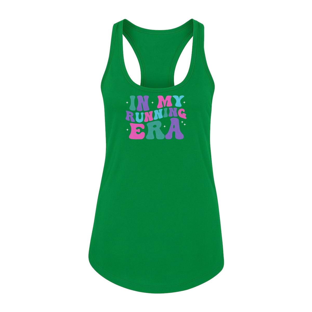 In My Running Era Women's Racerback Tank Top, Colorful Lettering with Sparkles for Runners