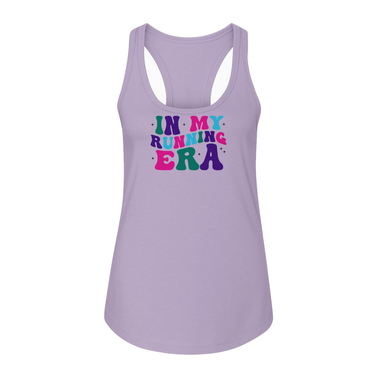 In My Running Era Women's Racerback Tank Top, Colorful Lettering with Sparkles for Runners