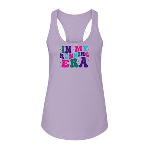 In My Running Era Women's Racerback Tank Top, Colorful Lettering with Sparkles for Runners