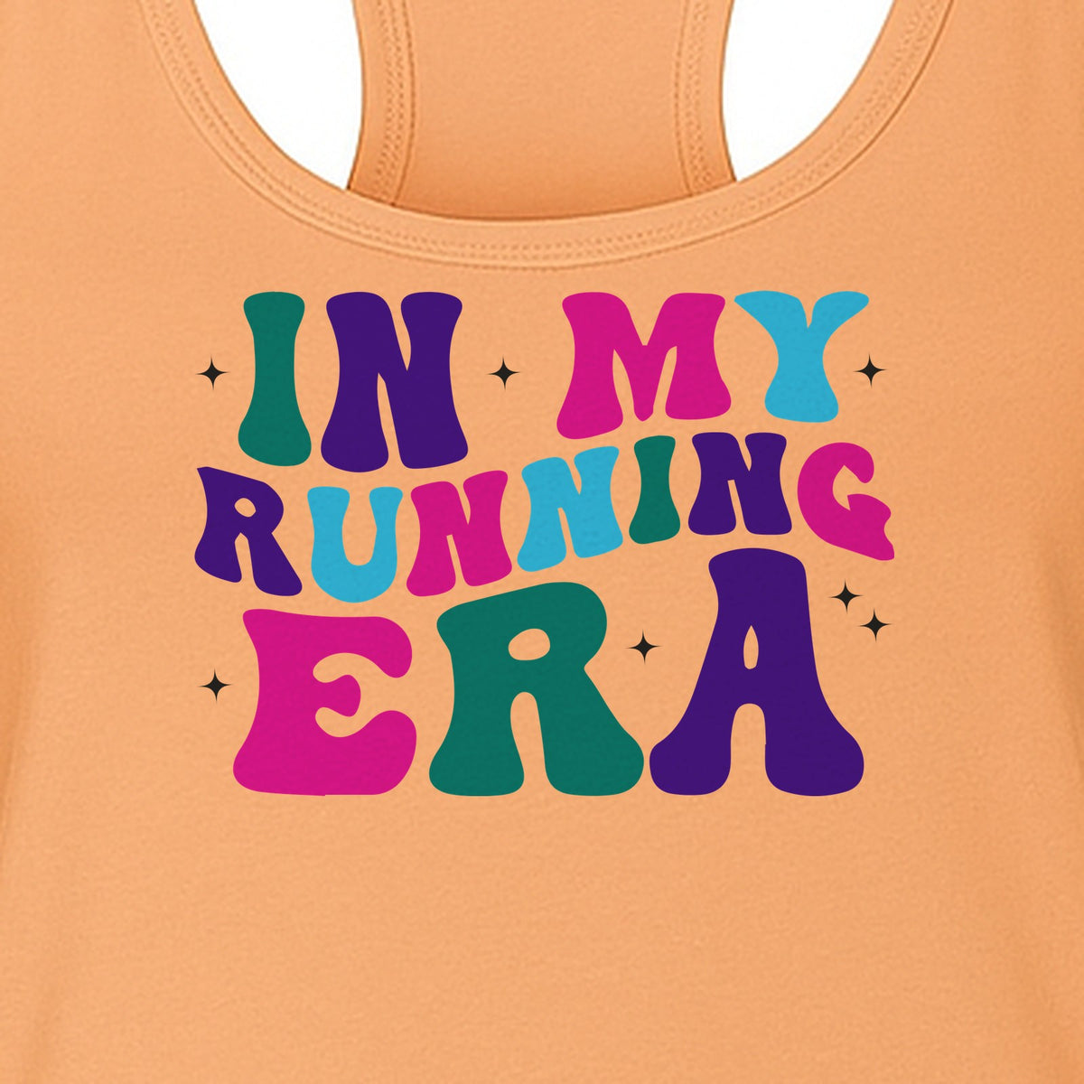 In My Running Era Women's Racerback Tank Top, Colorful Lettering with Sparkles for Runners