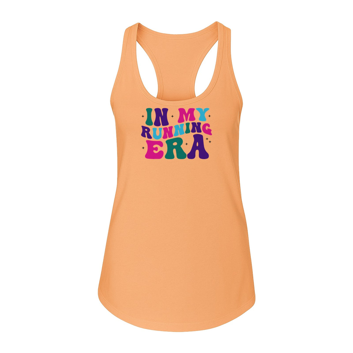 In My Running Era Women's Racerback Tank Top, Colorful Lettering with Sparkles for Runners