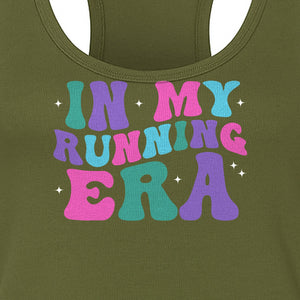 In My Running Era Women's Racerback Tank Top, Colorful Lettering with Sparkles for Runners