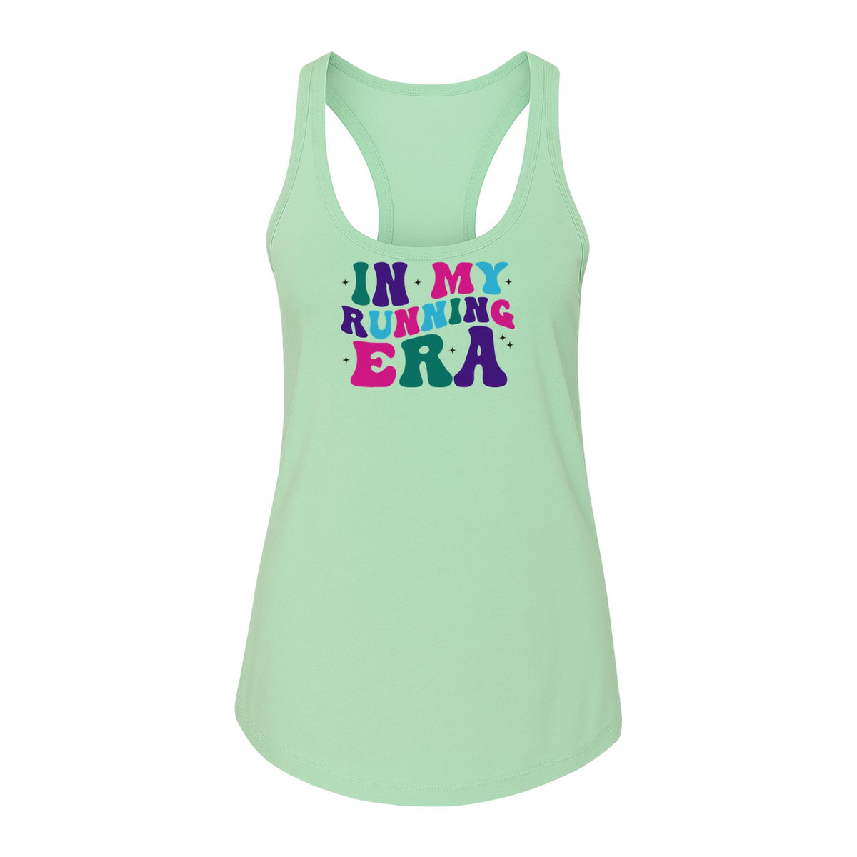 In My Running Era Women's Racerback Tank Top, Colorful Lettering with Sparkles for Runners