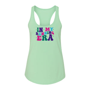In My Running Era Women's Racerback Tank Top, Colorful Lettering with Sparkles for Runners