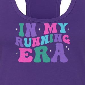 In My Running Era Women's Racerback Tank Top, Colorful Lettering with Sparkles for Runners