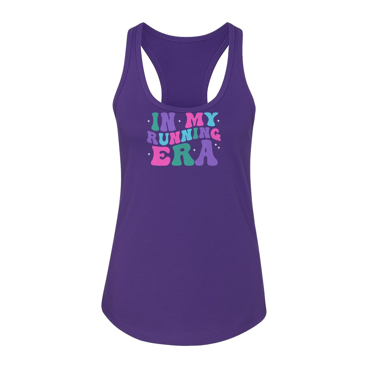 In My Running Era Women's Racerback Tank Top, Colorful Lettering with Sparkles for Runners