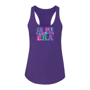In My Running Era Women's Racerback Tank Top, Colorful Lettering with Sparkles for Runners
