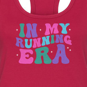 In My Running Era Women's Racerback Tank Top, Colorful Lettering with Sparkles for Runners