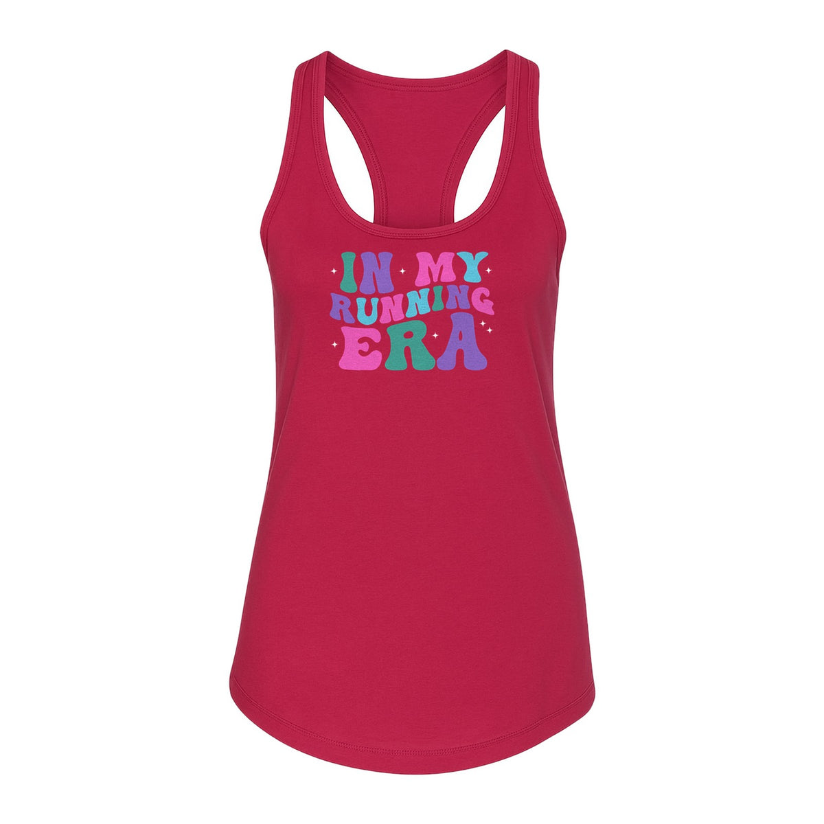 In My Running Era Women's Racerback Tank Top, Colorful Lettering with Sparkles for Runners