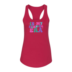 In My Running Era Women's Racerback Tank Top, Colorful Lettering with Sparkles for Runners