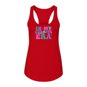 In My Running Era Women's Racerback Tank Top, Colorful Lettering with Sparkles for Runners