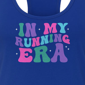 In My Running Era Women's Racerback Tank Top, Colorful Lettering with Sparkles for Runners
