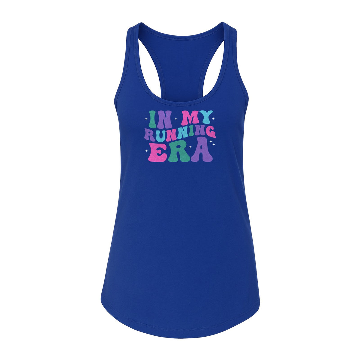 In My Running Era Women's Racerback Tank Top, Colorful Lettering with Sparkles for Runners