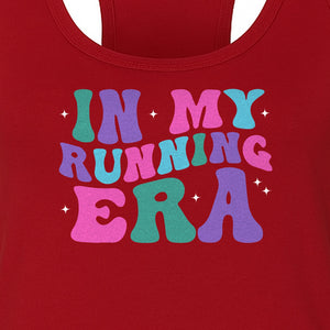 In My Running Era Women's Racerback Tank Top, Colorful Lettering with Sparkles for Runners