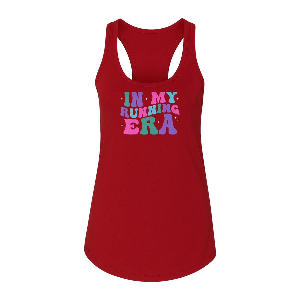 In My Running Era Women's Racerback Tank Top, Colorful Lettering with Sparkles for Runners