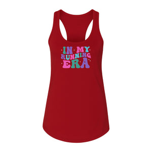 In My Running Era Women's Racerback Tank Top, Colorful Lettering with Sparkles for Runners