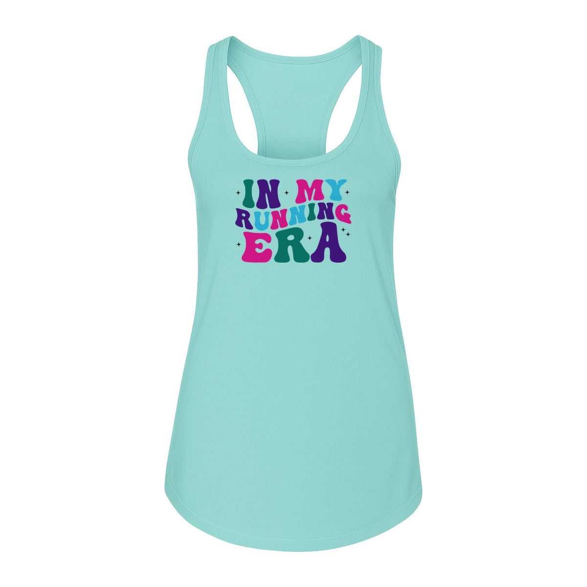 In My Running Era Women's Racerback Tank Top, Colorful Lettering with Sparkles for Runners