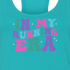 In My Running Era Women's Racerback Tank Top, Colorful Lettering with Sparkles for Runners