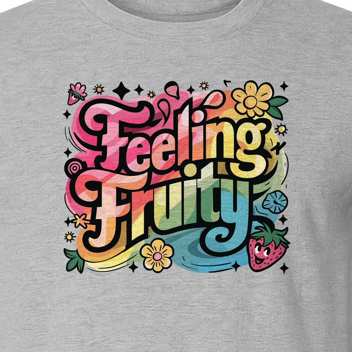 Feeling Fruity Pride T-Shirt, Retro Floral Rainbow Graphic for LGBTQ Community Celebrations