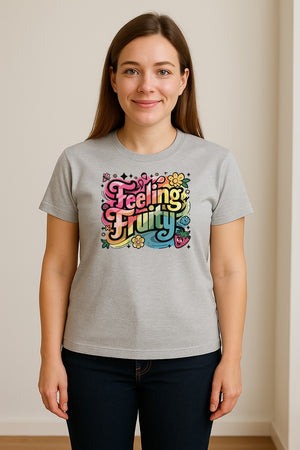 Feeling Fruity Pride T-Shirt, Retro Floral Rainbow Graphic for LGBTQ Community Celebrations