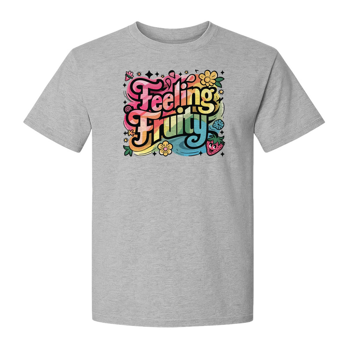 Feeling Fruity Pride T-Shirt, Retro Floral Rainbow Graphic for LGBTQ Community Celebrations