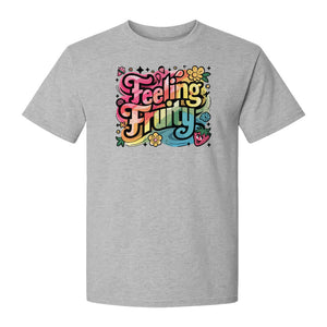 Feeling Fruity Pride T-Shirt, Retro Floral Rainbow Graphic for LGBTQ Community Celebrations