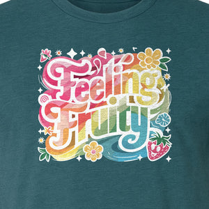 Feeling Fruity Pride T-Shirt, Retro Floral Rainbow Graphic for LGBTQ Community Celebrations