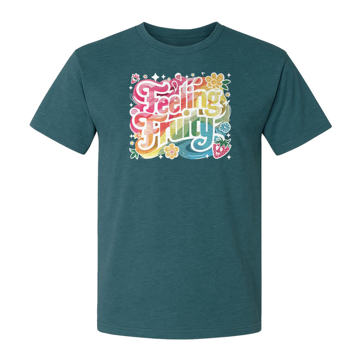 Feeling Fruity Pride T-Shirt, Retro Floral Rainbow Graphic for LGBTQ Community Celebrations