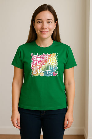 Feeling Fruity Pride T-Shirt, Retro Floral Rainbow Graphic for LGBTQ Community Celebrations