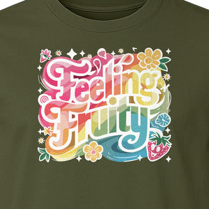 Feeling Fruity Pride T-Shirt, Retro Floral Rainbow Graphic for LGBTQ Community Celebrations