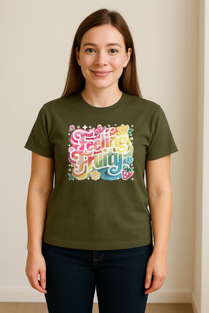 Feeling Fruity Pride T-Shirt, Retro Floral Rainbow Graphic for LGBTQ Community Celebrations