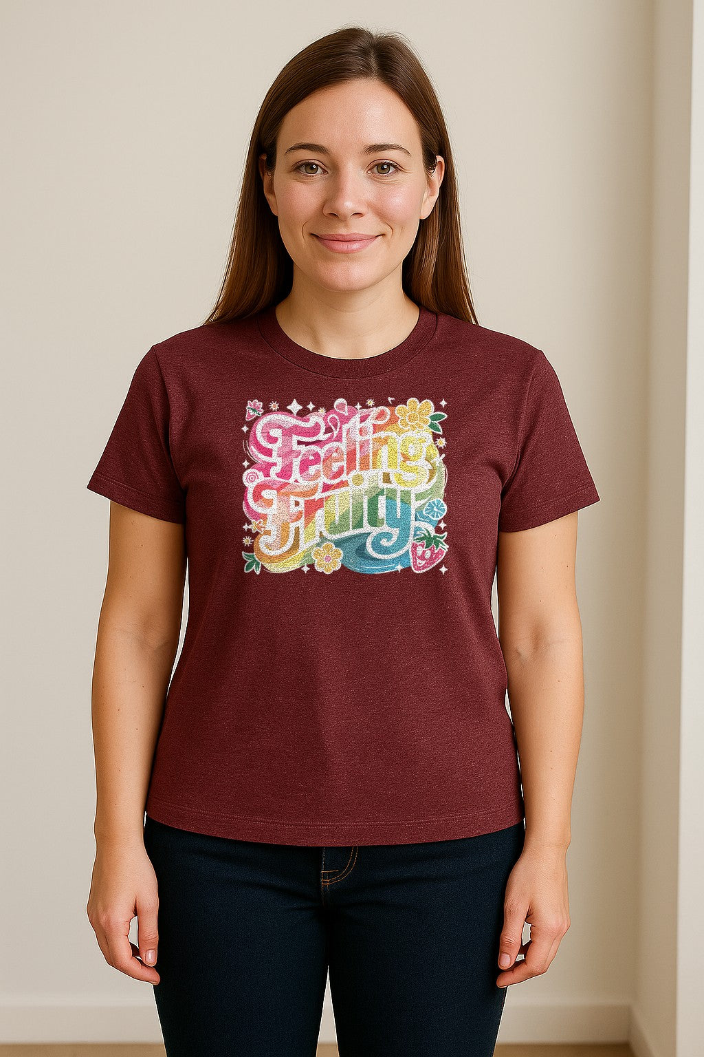Feeling Fruity Pride T-Shirt, Retro Floral Rainbow Graphic for LGBTQ Community Celebrations