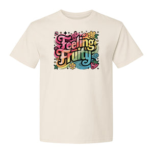 Feeling Fruity Pride T-Shirt, Retro Floral Rainbow Graphic for LGBTQ Community Celebrations