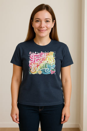 Feeling Fruity Pride T-Shirt, Retro Floral Rainbow Graphic for LGBTQ Community Celebrations