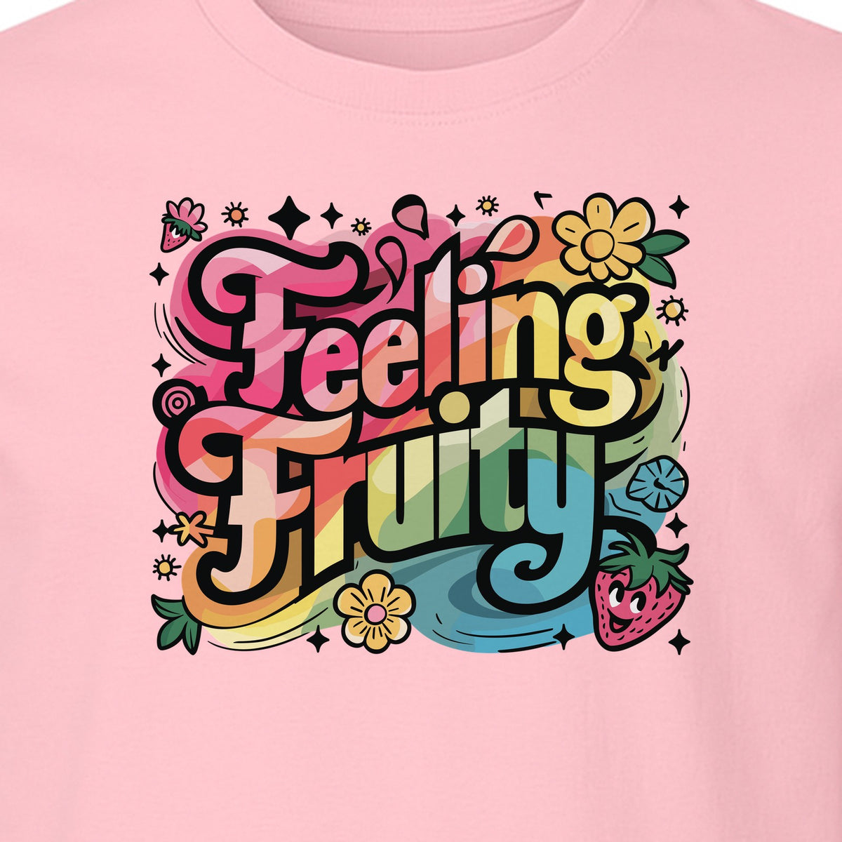 Feeling Fruity Pride T-Shirt, Retro Floral Rainbow Graphic for LGBTQ Community Celebrations