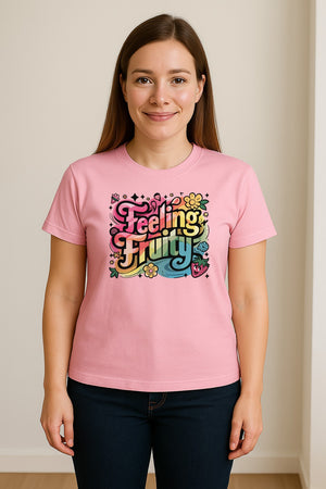 Feeling Fruity Pride T-Shirt, Retro Floral Rainbow Graphic for LGBTQ Community Celebrations
