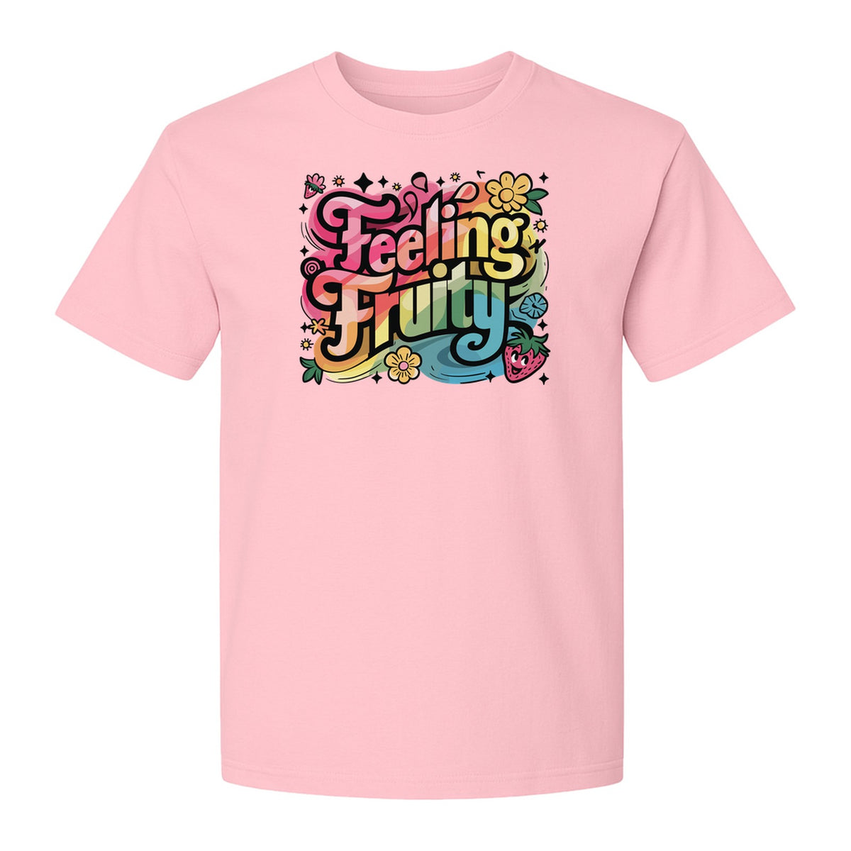 Feeling Fruity Pride T-Shirt, Retro Floral Rainbow Graphic for LGBTQ Community Celebrations