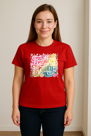 Feeling Fruity Pride T-Shirt, Retro Floral Rainbow Graphic for LGBTQ Community Celebrations