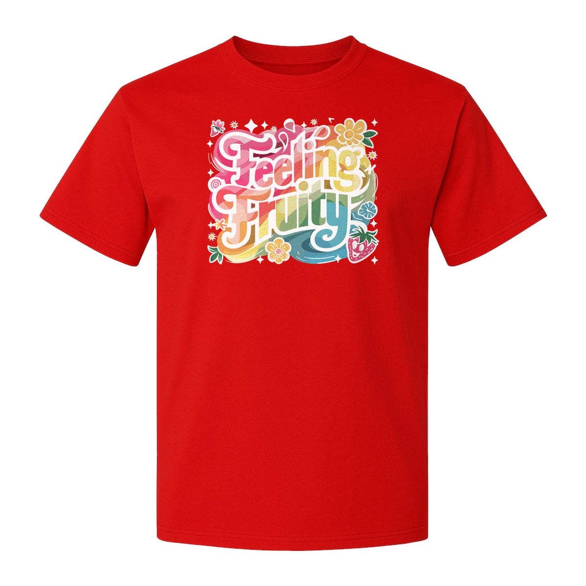 Feeling Fruity Pride T-Shirt, Retro Floral Rainbow Graphic for LGBTQ Community Celebrations