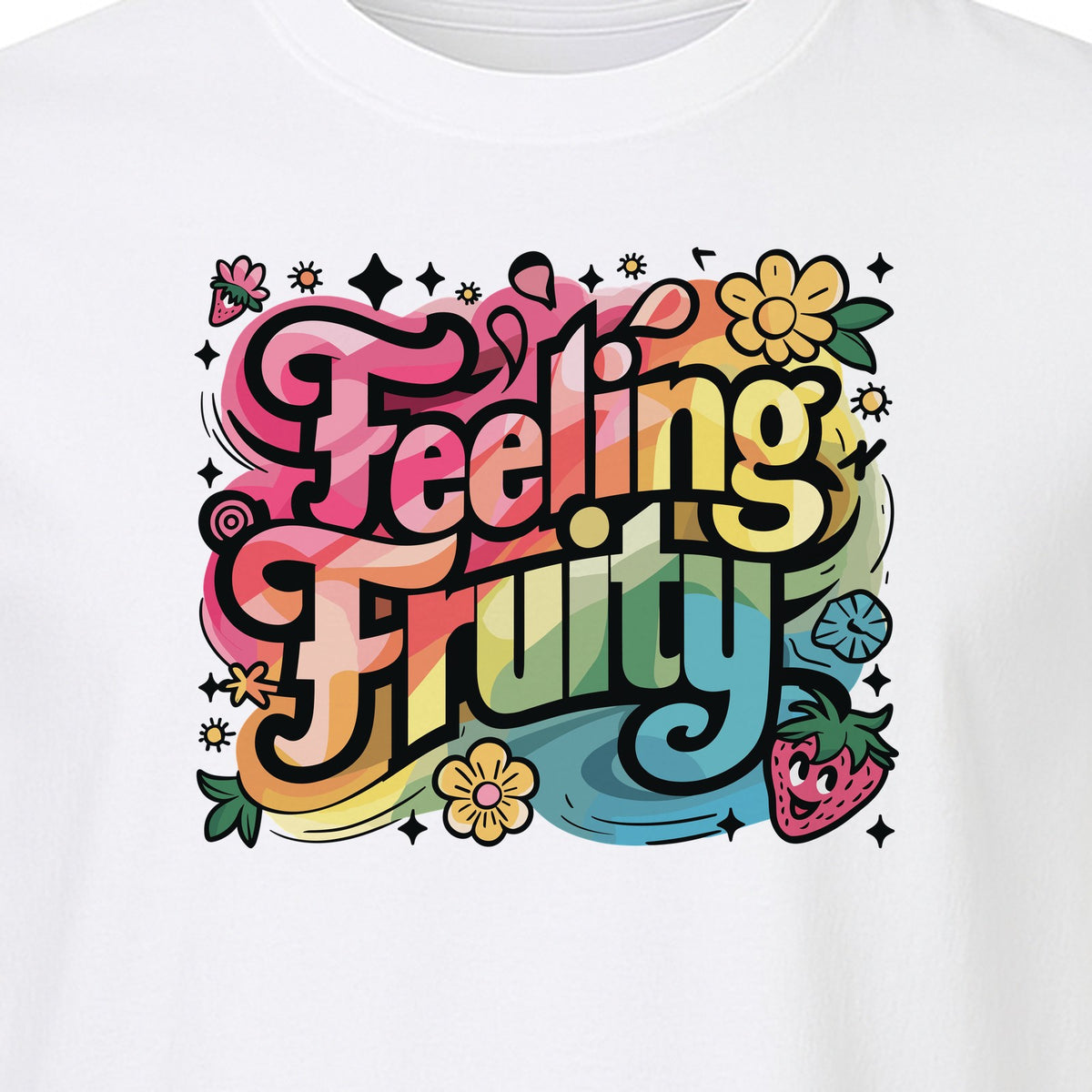 Feeling Fruity Pride T-Shirt, Retro Floral Rainbow Graphic for LGBTQ Community Celebrations